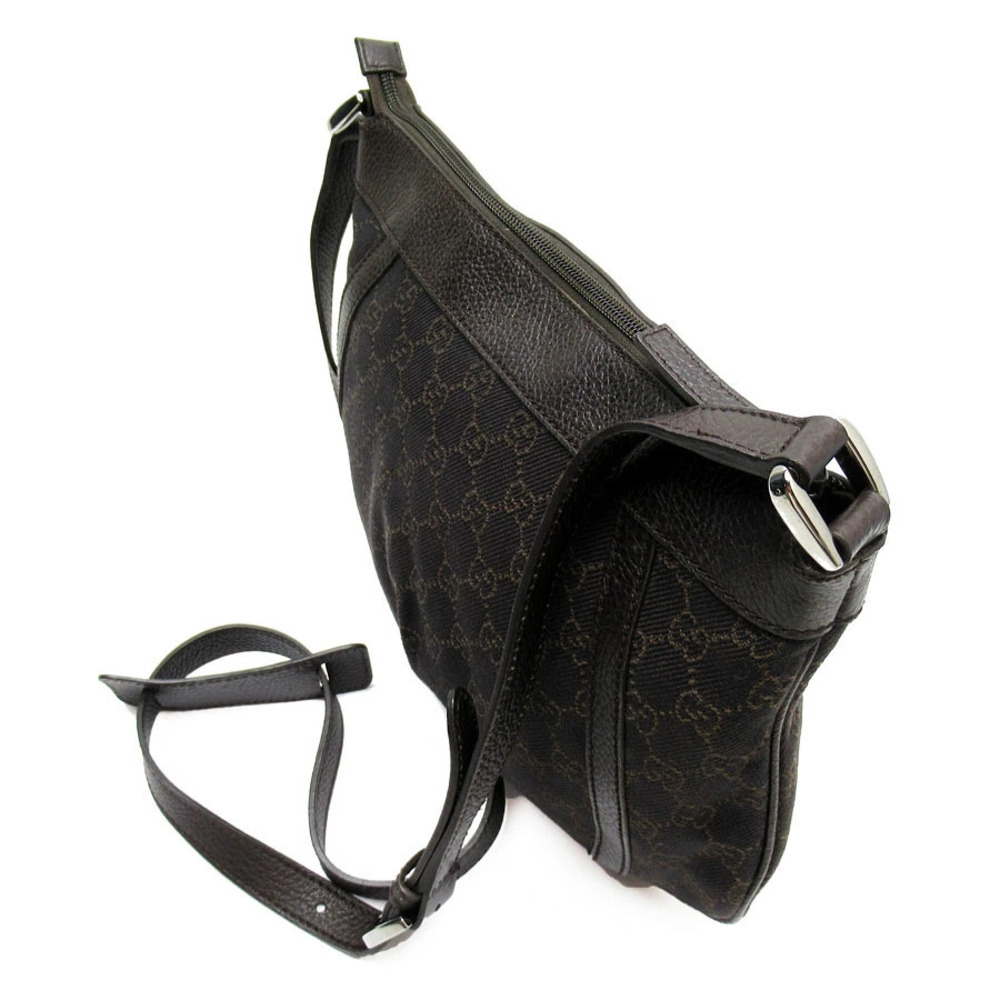 Gucci Bag Crossbody GG Silver Shoulder Brown Canvas Silver Brown